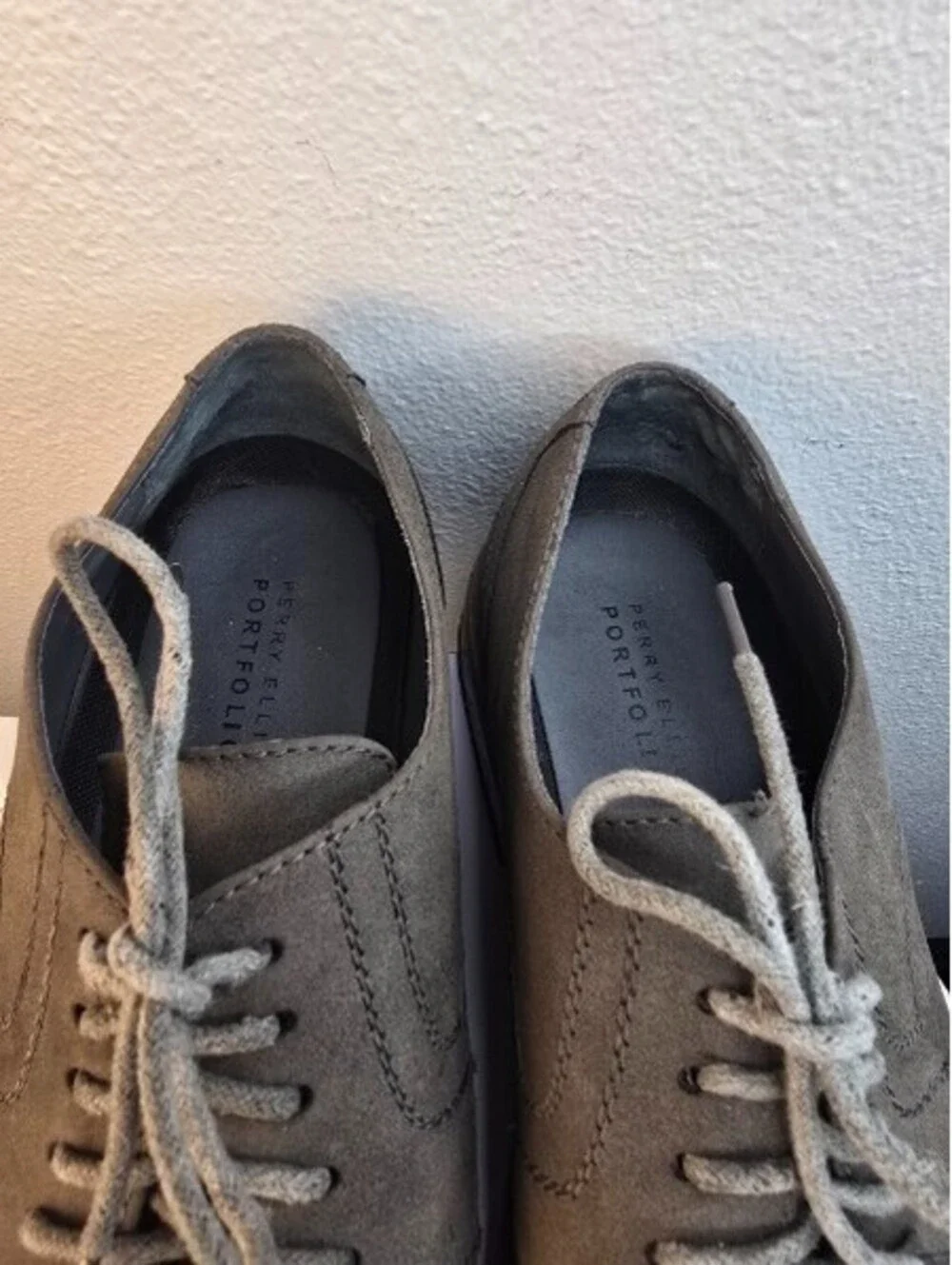 Perry Ellis Portfolio Men's Jess Cap Toe Oxford Dress Shoes Grey/Brown Suede 12